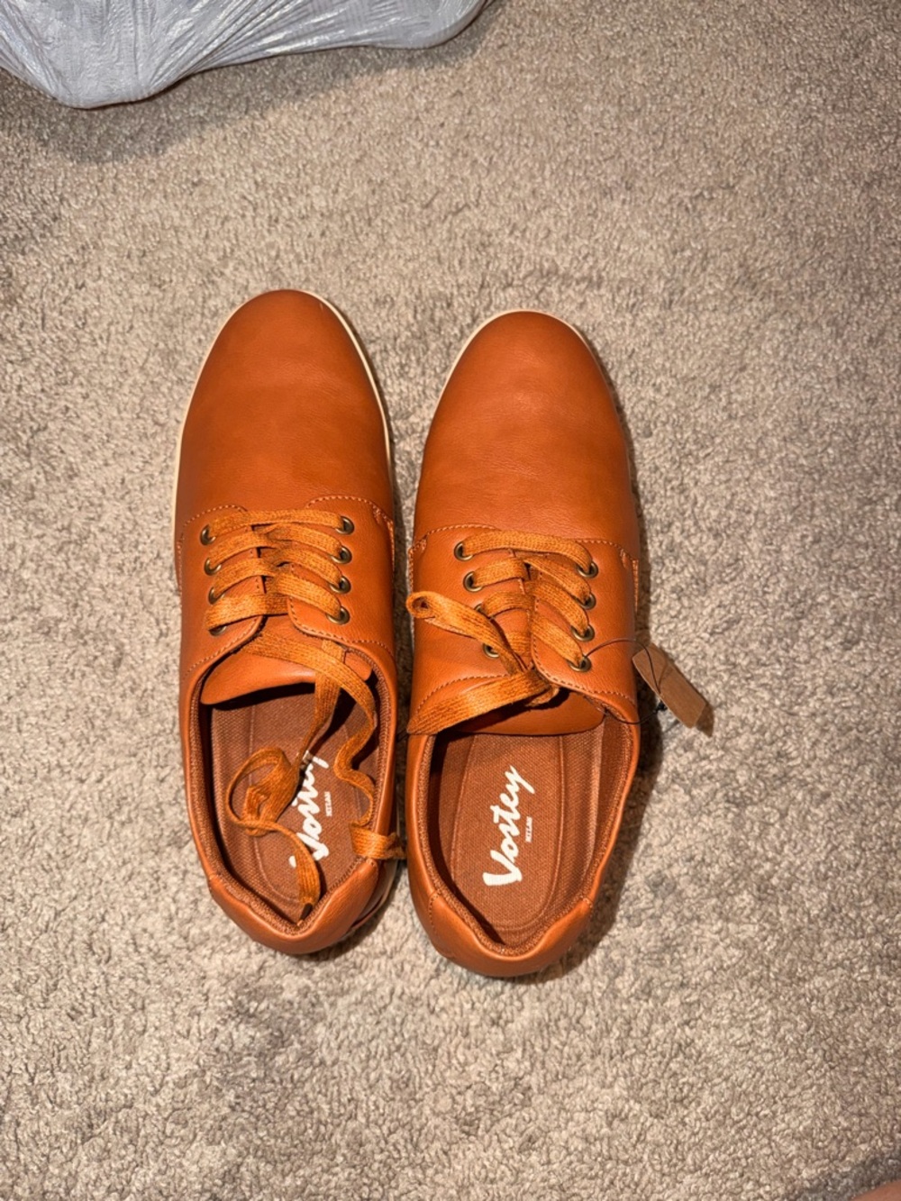 Vostey Men's Tan Casual Lace-Up Slip-On Sneakers